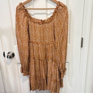 Baevley Orange and White Print Dress